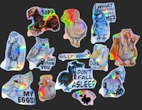 a group of colorful stickers with birds on them
